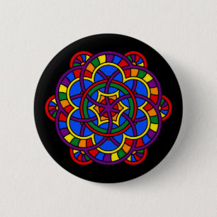 Rainbow Mandala LGBT Pride Flag Colors Ronde Button 5,7 Cm