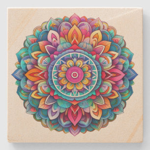 Rainbow Mandala Stenen Onderzetter