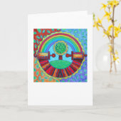 Rainbow Mandala Wenskaart Kaart (Gele Bloem)