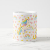 Rainbow Mane Horses Coffee Mug — Cooper & Cody Extra Grote Beker (Voorkant)
