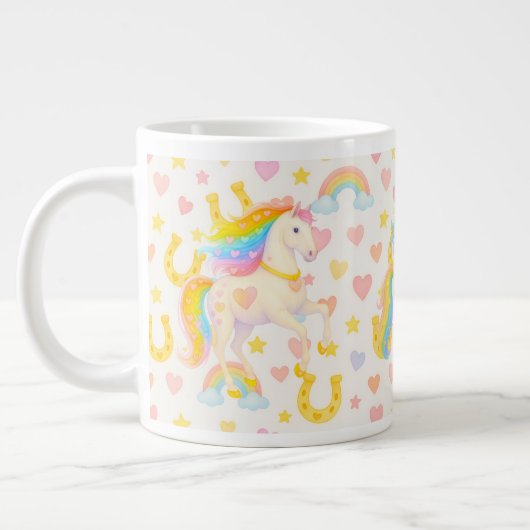 Rainbow Mane Horses Coffee Mug — Cooper & Cody Extra Grote Beker (Links)