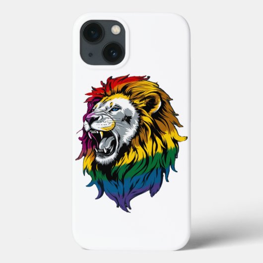 Rainbow Mane Roaring Lion LGBTQ+ Pride iPhone hoes (Achterkant)
