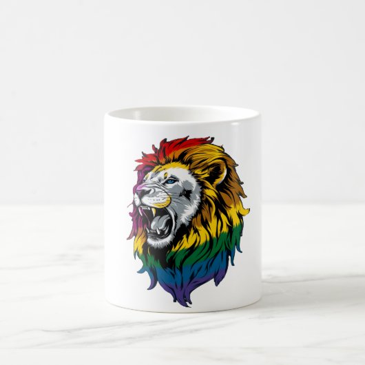 Rainbow Mane Roaring Lion LGBTQ+ Pride mok (Center)