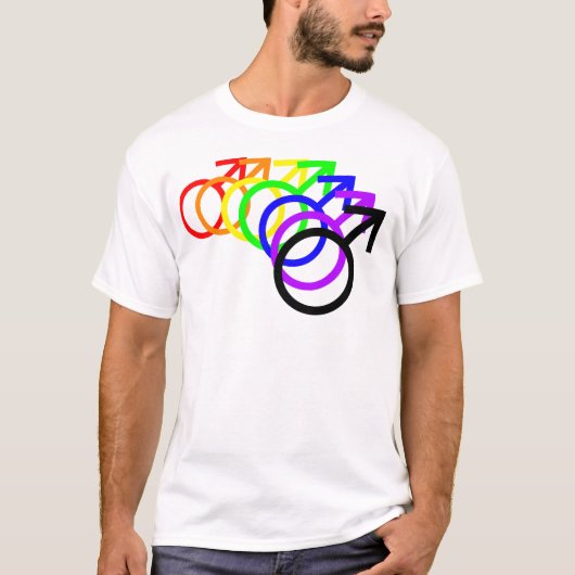 Rainbow Mannelijke Symbolen T-shirt (Voorkant)