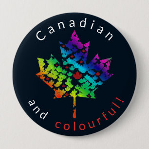 Rainbow Maple Leaf Mosaic Colorful Canada Ronde Button 4,0 Cm