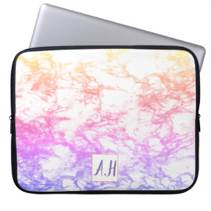 Rainbow Marble Ombre-Initialen laptophoes Laptop Sleeve
