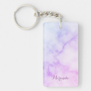 Rainbow Marble Pattern met persoonlijke naam Sleutelhanger