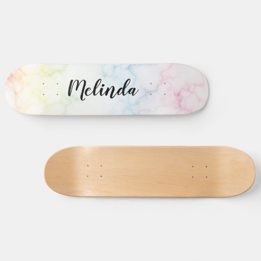 Rainbow Marble Skateboard Deck Persoonlijke naam (Horizontaal)