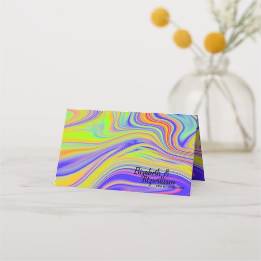 Rainbow Marbling Place Card of Escort Kaart (Voorkant)