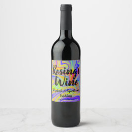 Rainbow Marbling Wine Label Wijn Etiket
