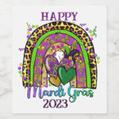 Rainbow Mardi Gras Vin Étiquette (Étiquettes simples)