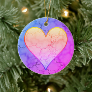 Rainbow Marked Heart Keramisch Ornament