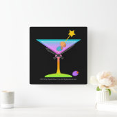 RAINBOW MARTINI WALL CLOCK VIERKANTE KLOK (Huis)