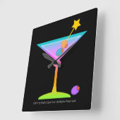 RAINBOW MARTINI WALL CLOCK VIERKANTE KLOK (Hoek)