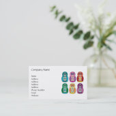 Rainbow Matryoshka Owls Visitekaartje (Staand voorkant)