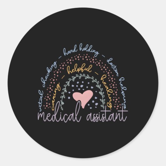 Rainbow Medisch Assistent Ronde Sticker (Voorkant)