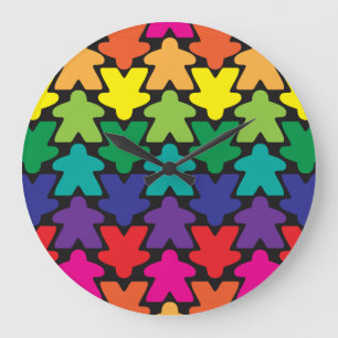 Rainbow Meeple Clock Grote Klok
