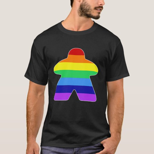 Rainbow Meeple T-shirt (Voorkant)
