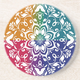 Rainbow Mehndi Pattern Sandstone Onderzetter