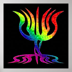 Rainbow Menorah Poster