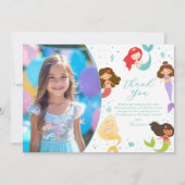 Rainbow Mermaid Carte de remerciements d'anniversa (Devant)