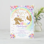 Rainbow Mermaid Invitation Kaart (Staand voorkant)