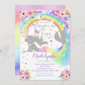 Rainbow Mermaid Invitation Silver Mermaid (Devant / Derrière)