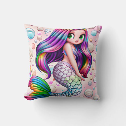 Rainbow Mermaid Kussen (Voorkant)