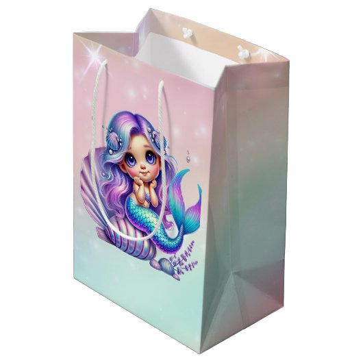 Rainbow Mermaid Medium Cadeauzakje (Achterkant Gekanteld)