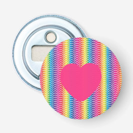 Rainbow Mermaid Pride Heart Button Flesopener