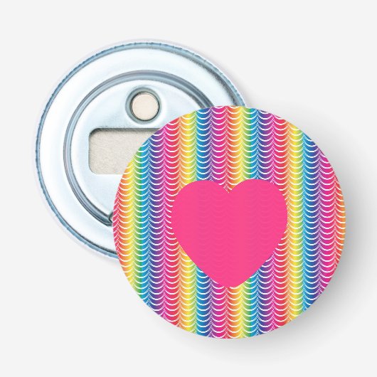Rainbow Mermaid Pride Heart Button Flesopener (Voorkant)