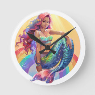 Rainbow Mermaid Ronde Klok