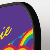 Rainbow Mermaid Scale, aangepaste naam Pickleball Paddle (Links Detail)
