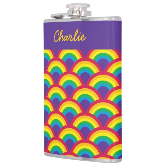 Rainbow Mermaid Scale - Grote aangepaste naam Heupfles (Links)