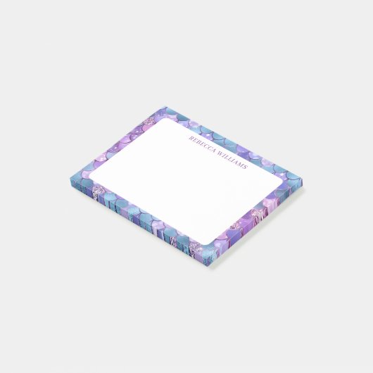 Rainbow Mermaid Scale Pattern Name Sjabloon Post-it® Notes (Schuin)