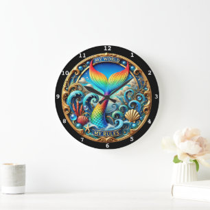 Rainbow Mermaid Tail Ocean Timepiece Grote Klok