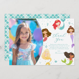 Rainbow Mermaid Verjaardag Bedankt Card Kaart