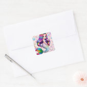 Rainbow Mermaid Vierkante Sticker (Envelop)