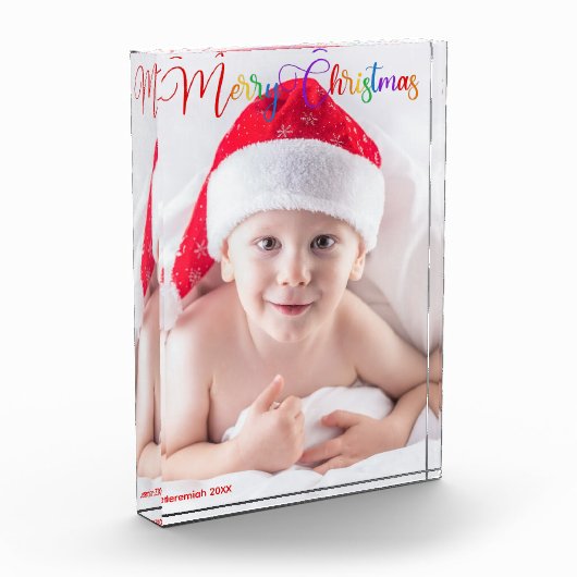 Rainbow Merry Christmas Script Overlay Baby Fotoblokken (Links)
