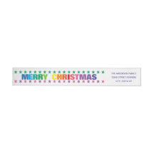 Rainbow Merry Kerstmis - Label voor lang retouradr