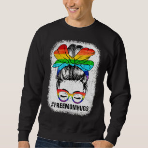 Rainbow Messy Bun Free Mom Hugs Pride Month G Trui