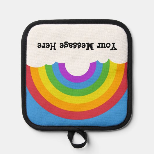 Rainbow met Clouds Custom Bericht Pannenlap (Voorkant)