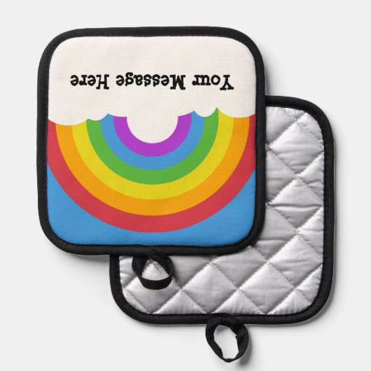 Rainbow met Clouds Custom Bericht Pannenlap (Voorkant / Achterkant)