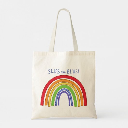 RAINBOW met Faux Glitter Border Tote Bag (Achterkant)