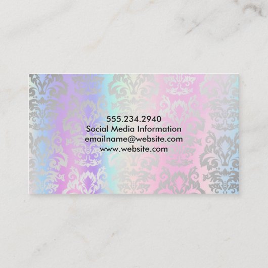 Rainbow Metallic Blend | Zilveren Damask Patroon Visitekaartje (Achterkant)