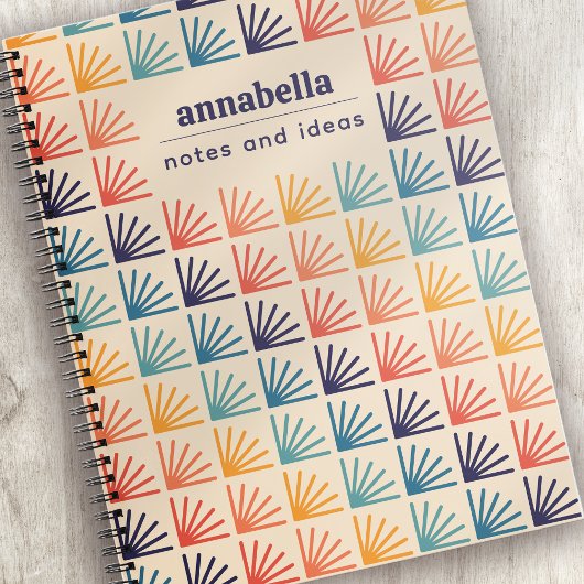 Rainbow Mid Century Modern Patroon Monogram Notitieboek