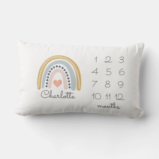 Rainbow Milestone Nursery Lumbar Coussin (Verso)