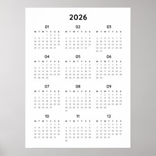 Rainbow Minimalist 2026 Kalender Poster