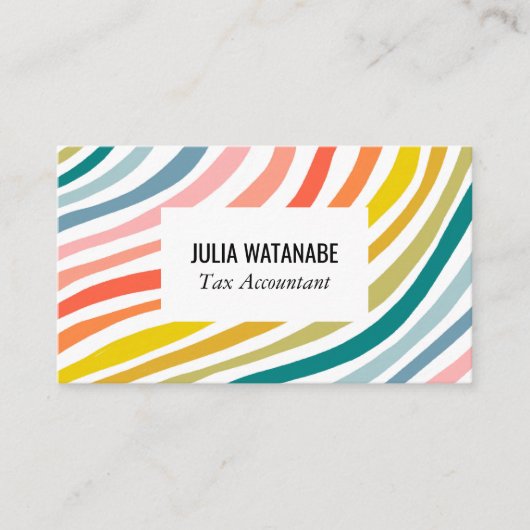 Rainbow Minimalist Stripes QR Code Social Media Visitekaartje (Voorkant)