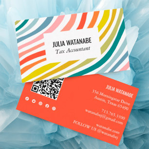Rainbow Minimalist Stripes QR Code Social Media Visitekaartje